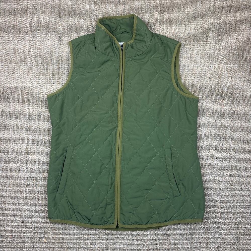 🌿 Coldwater Creek Olive Quilted Full Zip Vest | M
